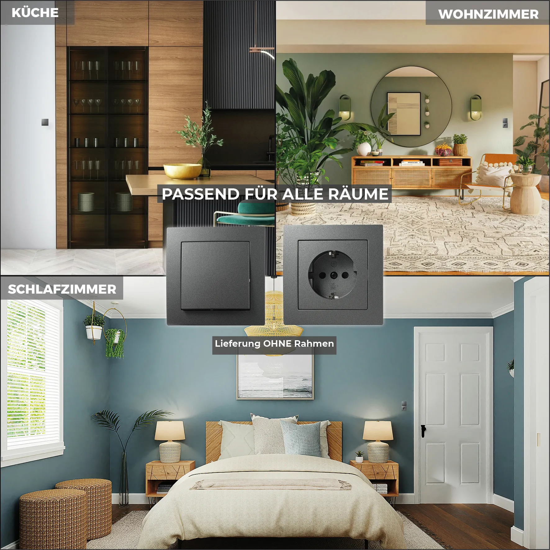 Wechselschalter McPower ''Flair'', 250V~/10A, UP, Steckanschluss, anthrazit – Bild 5