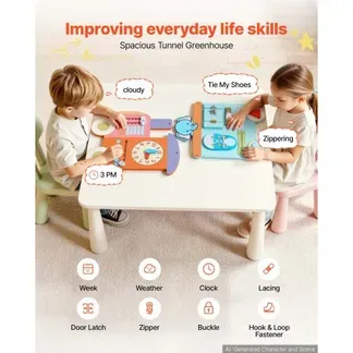 VEVOR Montessori Busy Board 18-in-1 Sensorisches Motorikbrett aus Holz Zug, Lernspielzeug zur Bildung & Frühe Entwicklung für Kita Zuhause, aus MDF-Platten, mit Xylophon Uhr Zahnrädern & Lernelementen VEVOR Montessori Busy Board 18-in-1 Sensorisches Motorikbrett aus Holz Zug, Lernspielzeug zur Bildung & Frühe Entwicklung für Kita Zuhause, aus MDF-Platten, mit Xylophon Uhr Zahnrädern & Lernelementen