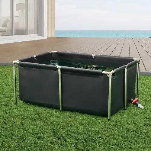 VEVOR Fischteich aus Segeltuch, 480 L Fischtank, faltbares PVC-Koi-Aquarium, Fischbecken mit stabilem Rahmen & Ablassventil, für Aquakultur, Koi-Zucht & Bewässerung 1200x800x500 mm – Bild 7