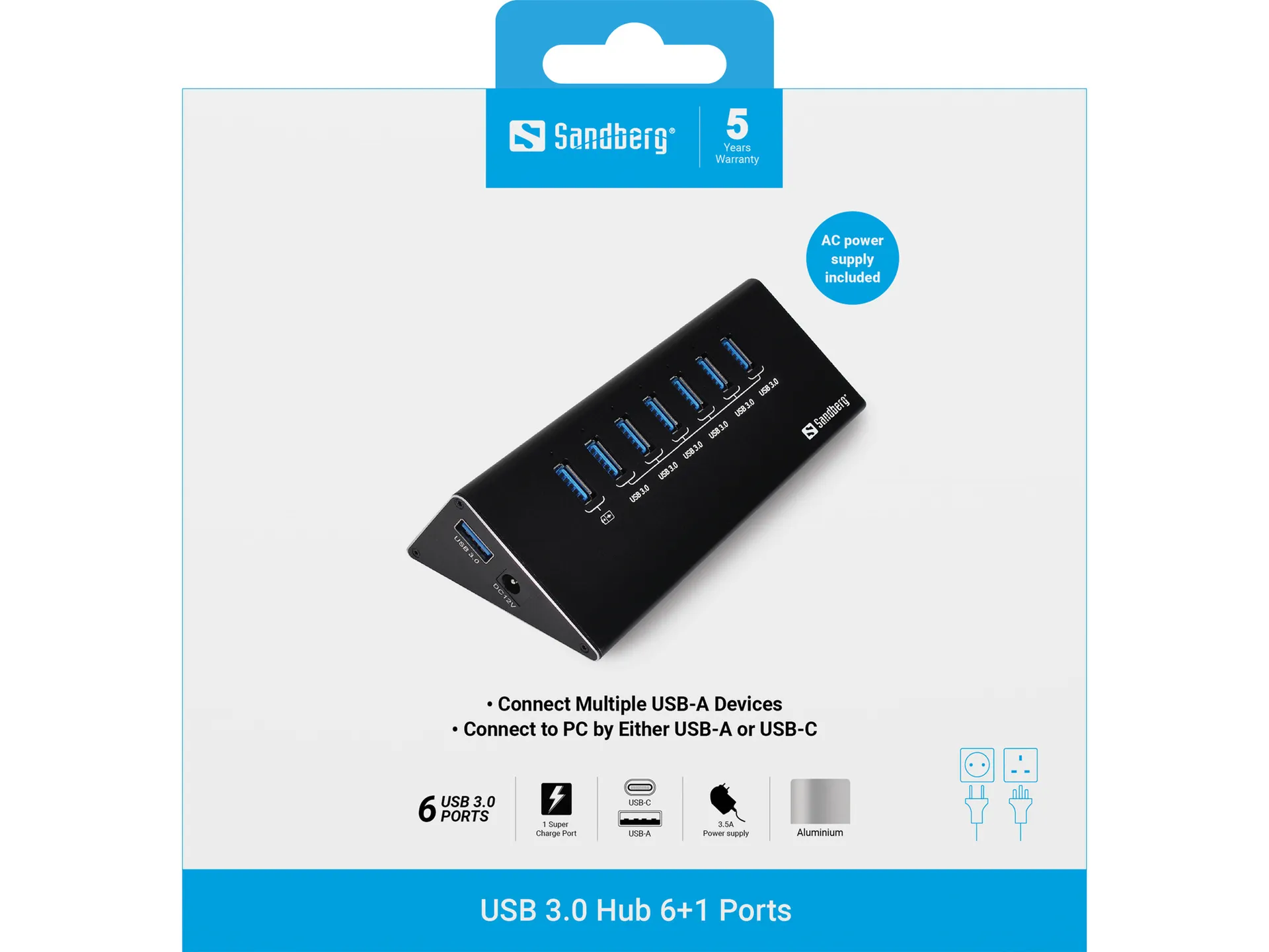 Sandberg USB 3.0 Hub 6+1 ports – Bild 2