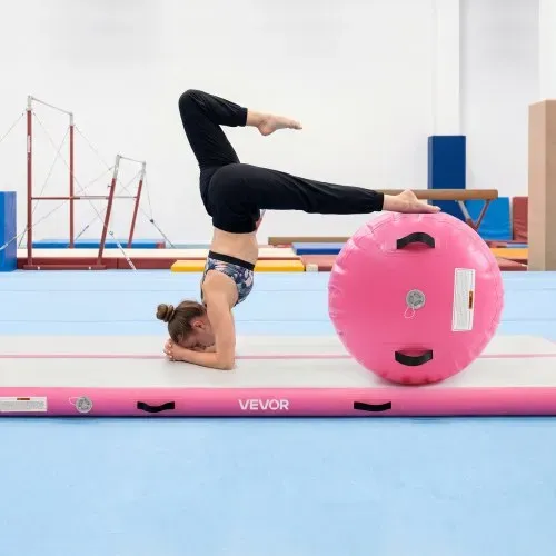 VEVOR Aufblasbares Turnmatten Set 3 x 1 m Gymnastikmatte mit Turnrolle Rosa, für Fitnessstudio Outdoor und Yoga, 3,2 psi, Verstärkte Nähte, Griffe, mit 600-W-Elektroluftpumpe und Aufbewahrungstasche – Bild 7