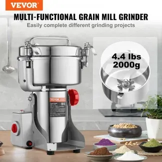 VEVOR elektrische Getreidemühle Hochgeschwindigkeits-Gewürzmühle 2 kg 3400 W, Pulverisiermaschine aus Edelstahl, für trockene Körner Gewürze Müsli Kaffee Mais Pfeffer, Schwenktyp 24 x 23 x 38 cm VEVOR elektrische Getreidemühle Hochgeschwindigkeits-Gewürzmühle 2 kg 3400 W, Pulverisiermaschine aus Edelstahl, für trockene Körner Gewürze Müsli Kaffee Mais Pfeffer, Schwenktyp 24 x 23 x 38 cm