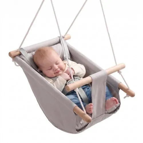 VEVOR 3-in-1 Babyschaukel Kinderschaukel 30kg Hängeschaukel aus Canvas Grau, für Indoor & Outdoor Geeignet, 5-Punkt-Gurt & Baumgurte, Hängesitz aus Holz mit Integriertem Kissen für Kleinkinder bis 3 Jahre – Bild 8