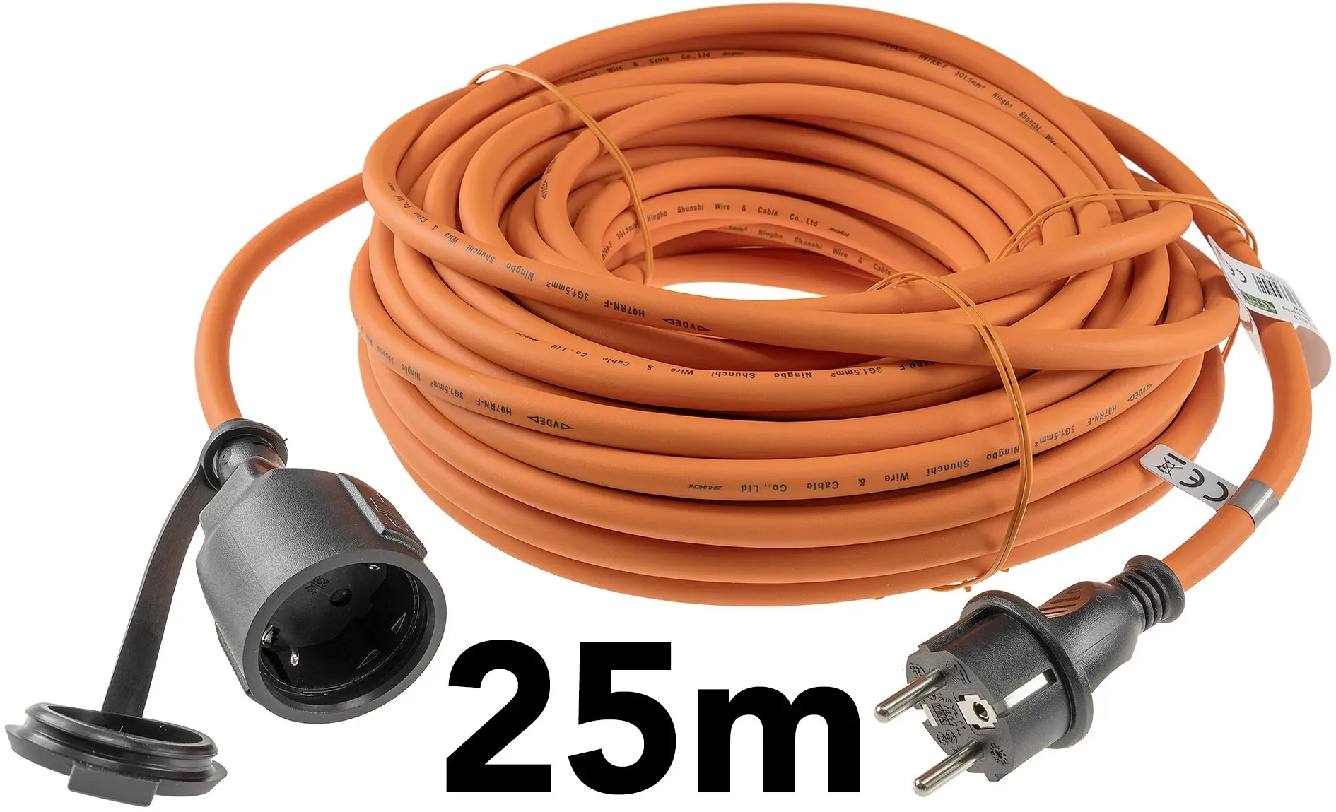 Verlängerungskabel 25m, IP44, Orange H07RN-F 3G1,5 , Stecker / Kupplung Verlängerungskabel 25m, IP44, Orange H07RN-F 3G1,5 , Stecker / Kupplung