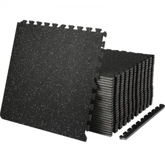 VEVOR EVA-Schaum-Fußmatten, Fitnessstudio-Bodenbelag-Set, 61 x 61 cm, Schwarz, 25-teiliges Rutschfeste Ineinandergreifende Puzzle-Fliesen-Schutzboden Set für den Haushalt, Training, Garage VEVOR EVA-Schaum-Fußmatten, Fitnessstudio-Bodenbelag-Set, 61 x 61 cm, Schwarz, 25-teiliges Rutschfeste Ineinandergreifende Puzzle-Fliesen-Schutzboden Set für den Haushalt, Training, Garage