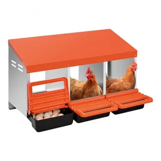 VEVOR Legenest 796x525x475 mm, 3 Fächer, Hühnernest aus Metall mit Lüftungslöchern & Schutzdeckeln, Abrollnest, Geflügelnest ideal für Hennen, Enten, Hühner & anderes Geflügel, Orange VEVOR Legenest 796x525x475 mm, 3 Fächer, Hühnernest aus Metall mit Lüftungslöchern & Schutzdeckeln, Abrollnest, Geflügelnest ideal für Hennen, Enten, Hühner & anderes Geflügel, Orange