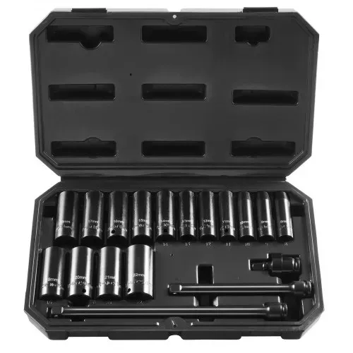 VEVOR 3/8 Zoll Antriebs-Schlagsteckschlüsselsatz 18-teiliger tiefer Steckschlüsselsatz metrisch 8–22 mm, 6 Kant CR-V-Legierungsstahl für Autoreparatur inklusive Aufbewahrungskoffer Schwarz – Bild 10