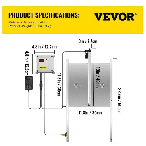VEVOR Automatische Hühnerklappe Aluminiumlegierung/ABS Hühnertür mit Schieber 66W Hühner-Pförtner 30x30cm Tür Stallöffner mit Lichtsensor Zeitsteuerung Ideal für Außen-/Innenbereich von Hühnerställen – Bild 6
