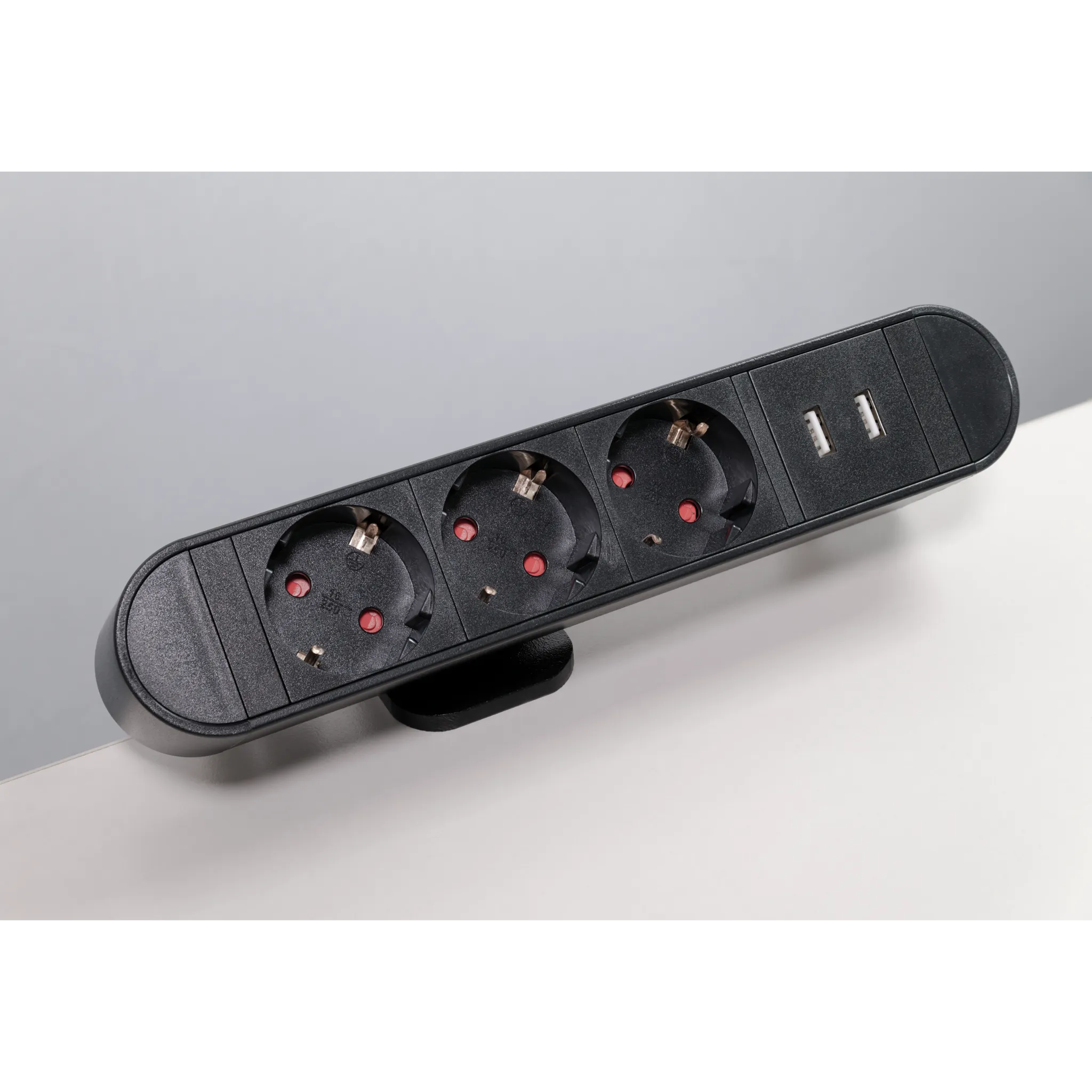 Tischsteckdose McPower ''SK-03A'' 3x Steckdose, 2x USB, inkl. Tischklemme, 2m Kabel – Bild 2