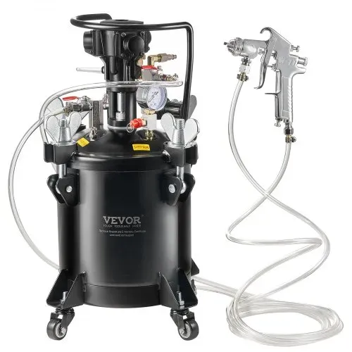 VEVOR Druckbehälter für Sprühfarbe, 10 L vollautomatischer Druckbehälter mit Rührfunktion, 70 psi einstellbarer Druck, Druckbehälter, Farbbehälter mit Spritzpistole und Schläuchen, für Malerei usw. – Bild 10