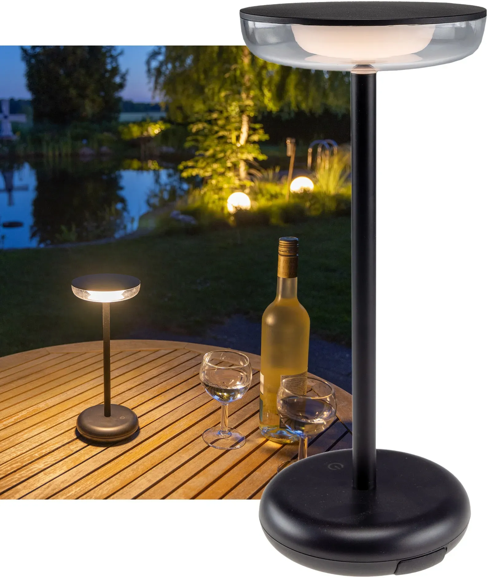 LED Akku-Tischleuchte “Foco Luz” #REST# 2900K, IP44, dimmbar, 26cm, matt schwarz LED Akku-Tischleuchte “Foco Luz” #REST# 2900K, IP44, dimmbar, 26cm, matt schwarz