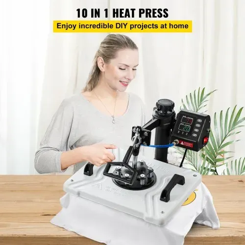 VEVOR 10 in 1 Hitzepresse 38 x 30 cm Transferpresse 360-Grad-Drehbar Multifunktionale Sublimation Weiß Textilpresse Heißpresse Maschine T-Shirtpresse Becherpresse Tassenpresse für Hüten Tellern Tassen VEVOR 10 in 1 Hitzepresse 38 x 30 cm Transferpresse 360-Grad-Drehbar Multifunktionale Sublimation Weiß Textilpresse Heißpresse Maschine T-Shirtpresse Becherpresse Tassenpresse für Hüten Tellern Tassen