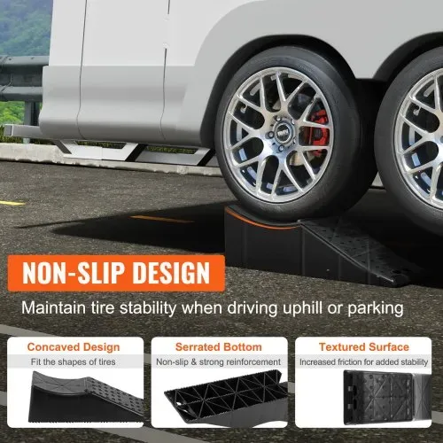 VEVOR 2 Stück Autozufahrtsrampe, flache Rampe, 9 Tonnen Tragfähigkeit, 14 cm Hubhöhe, Autorampe, robuste Reifenrampe für Ölwechsel, Aufzugswartung – Bild 3