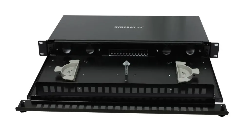 LWL-Patchpanel für 24xLC-Duplex-Buchsen, 19"/1HE, ohne LC-Kupplungen, Schwarz, Synergy 21, – Bild 4