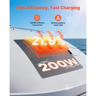 VEVOR Solarmodul Halb Flexibel 200 W, Monokristallines Solarpanel, Netzunabhängiges Mono-Ladegerät mit MC4-Ausgang, IP67 Wasserdicht für Boote, Wohnmobile, Autos, Kabinen & Gebogene Oberflächen VEVOR Solarmodul Halb Flexibel 200 W, Monokristallines Solarpanel, Netzunabhängiges Mono-Ladegerät mit MC4-Ausgang, IP67 Wasserdicht für Boote, Wohnmobile, Autos, Kabinen & Gebogene Oberflächen