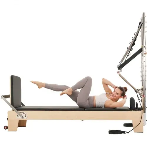 VEVOR Pilates Reformer Maschine aus Holz für Fitnessstudio zu Hause, Krafttrainingsgerät mit doppeltem Widerstand, Reformer-Box, Sprungbrett, für Fortgeschrittene und Anfänger, bis zu 181,44 kg – Bild 8
