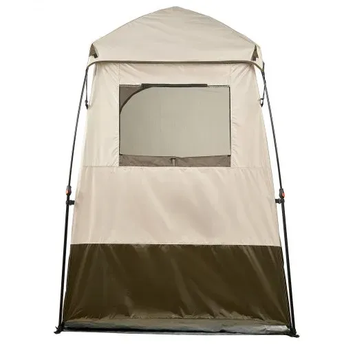 VEVOR Duschzelt mit 1 Raum, Wasserfestes Toilettenzelt (145x145x215 cm), Umkleidezelt inkl. Heringen & Seilen & Tragetasche & Querstange, aus 210D Oxford-Gewebe für Camping Strand Angeln Khaki – Bild 9
