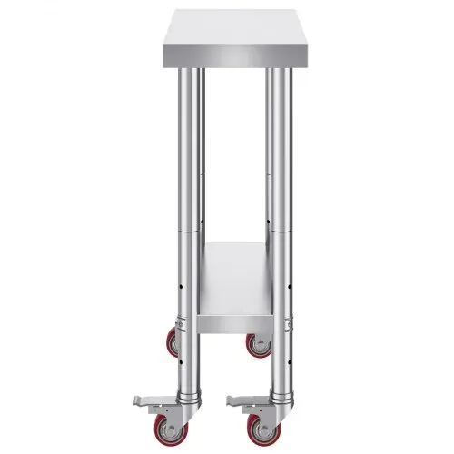 VEVOR rollbarer Arbeitstisch 61 x 30 x 85 cm Edelstahl Catering Arbeitstisch Belastbarkeit 350 kg, Lebensmittelzubereitungstisch gewerblicher Küchentisch für Bar mit 4 verstellbaren Füßen – Bild 10
