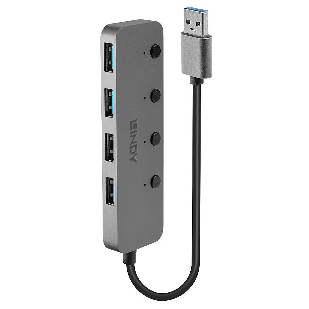 Lindy 43309 Schnittstellen-Hub USB 3.2 Gen 1 (3.1 Gen 1) Type-A 5 Mbit/s Grau Lindy 43309 Schnittstellen-Hub USB 3.2 Gen 1 (3.1 Gen 1) Type-A 5 Mbit/s Grau