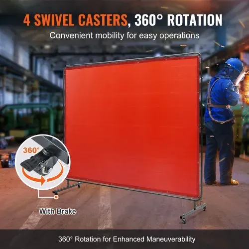 VEVOR Schweißvorhang 1,8 x 2,4 m Schweißschutzvorhang aus Flammhemmendem Vinyl Schweißschutzwand mit 4 Schwenkrädern und einem 6-stufigen UV-Schutz Schweißerdecke Schweißschutz Rot – Bild 2