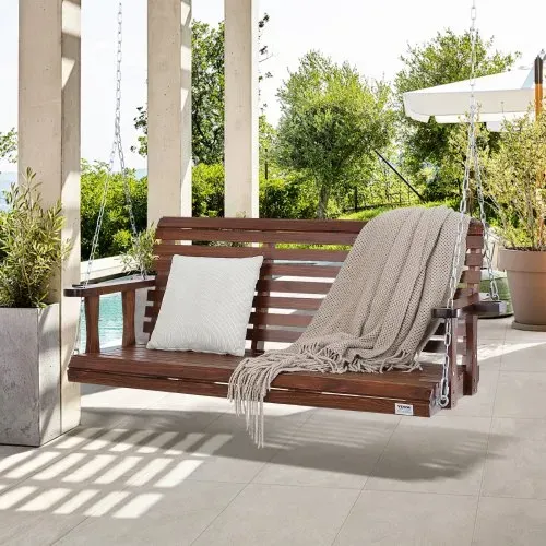 VEVOR Hollywoodschaukel Zedernholz, 1702x710x600mm, Terrassenschaukel für Hof und Garten, verbesserte Tragkraft von ca. 400 kg, robuste Schaukelstuhlbank mit Aufhängeketten für den Außenbereich, braun – Bild 7