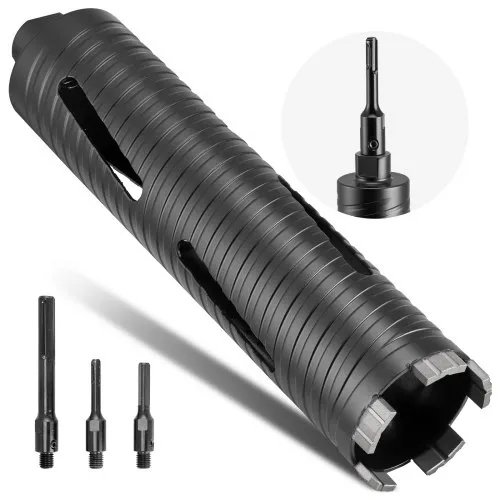 VEVOR Kernbohrer Bohrkrone φ 64 mm 241 mm Bohrtiefe, M16 Innengewinde, Trocken-Diamantkernbohrer Kernlochbohrer mit 3 Adaptern Pilotbohrer Sechskantschlüssel für Stahlbeton Ziegel Mauerwerk VEVOR Kernbohrer Bohrkrone φ 64 mm 241 mm Bohrtiefe, M16 Innengewinde, Trocken-Diamantkernbohrer Kernlochbohrer mit 3 Adaptern Pilotbohrer Sechskantschlüssel für Stahlbeton Ziegel Mauerwerk
