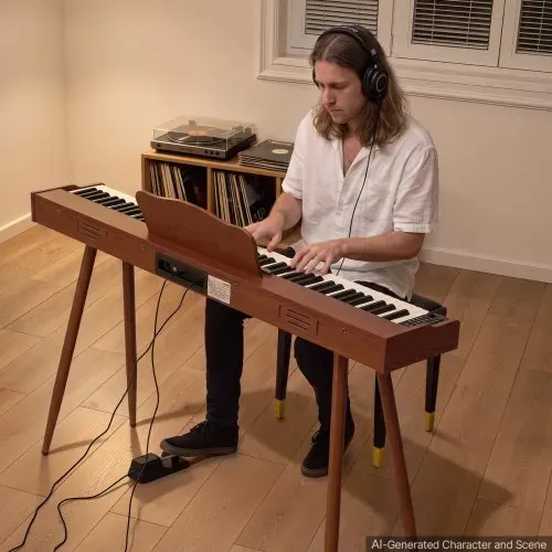 VEVOR Digitalpiano 88 Halbgewichtete Tasten in Standardgröße E-Piano Braun für Anfänger, 600 Klangfarben, 600 Rhythmen, USB, MIDI, Audioausgang, Kopfhörerbuchse, Sustain-Pedal und HiFi-Lautsprechern – Bild 7