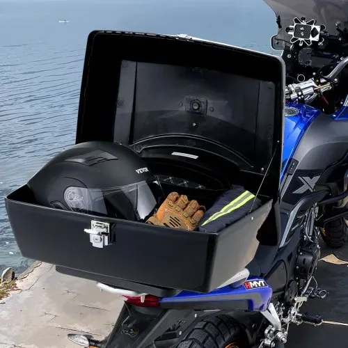 VEVOR Motorrad-Topcase Motorradkoffer 48 L universelle Heckbox aus PP-Material, wasserdichte & abnehmbare Motorrad-Topbox mit Mehrlochboden & Regal Helmkoffer (565 x 500 x 380 mm) – Bild 7
