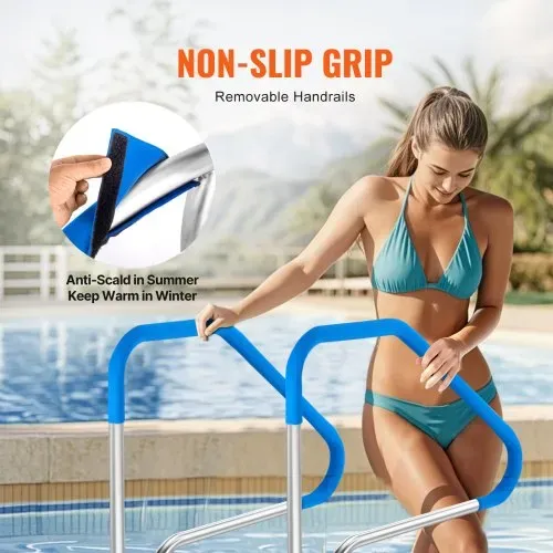 VEVOR Pool Handlauf, 1165 x 42 x 935 mm Griffbogen, Edelstahl (vorgefertigt) für Innen-/Außenpools, Pooleinstieg, rostfreier Haltegriff mit blauer Griffabdeckung & Zubehör für Spas, Einstieghilfe – Bild 3