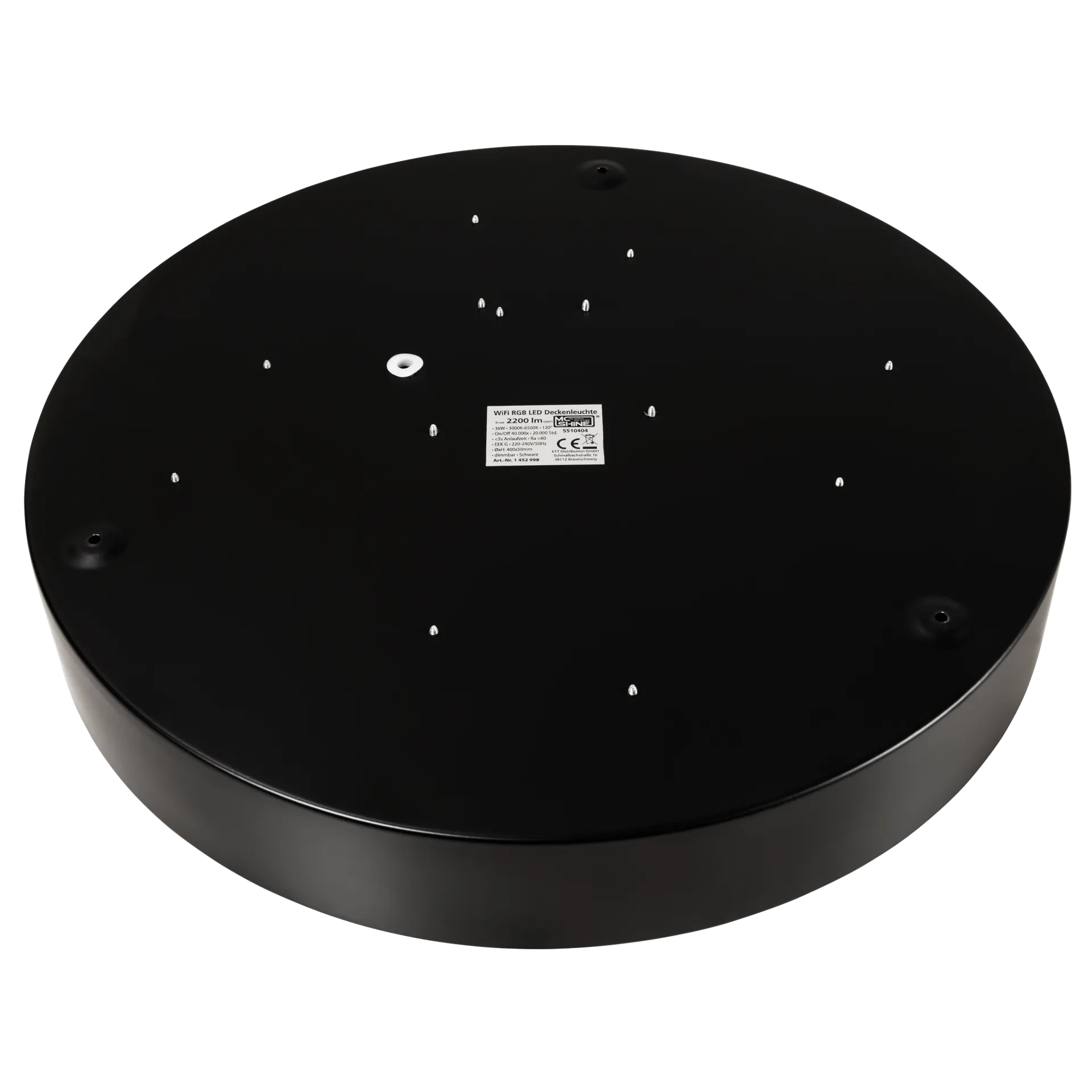 Wifi LED-Deckenleuchte McShine 35W, 4.450lm, Ø40cm, CCT+RGB, schwarz – Bild 5