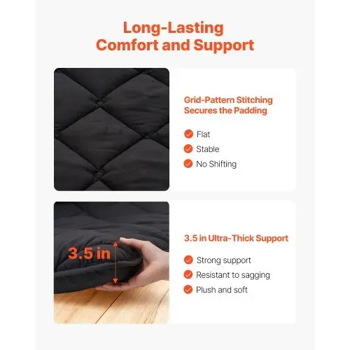 VEVOR japanische Futon-Matratze (2032 x 1524 x 89 mm), faltbare Tatami (Queen Size), Bodenmatratze mit Aufbewahrungstasche & Befestigungsmaterial, 9-lagige Schlafmatte für Meditation Yoga, Schwarz – Bild 4