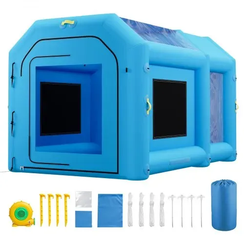 VEVOR Aufblasbare Lackierkabine 4x2,5x2,5 m Spritzkabine Lackierzelt Blau, mit 750-W-Gebläse Aktivkohlefiltration Transparentem PVC-Fenster für Fahrräder Motorräder & Kleine Möbelstücke Tragbar – Bild 8