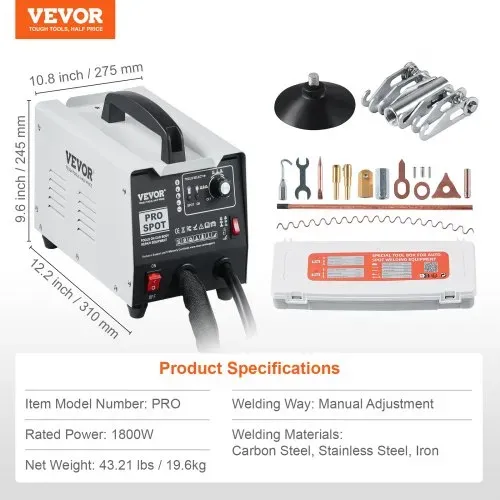 VEVOR Ausbeulspotter, Autokarosserie-Punktschweißgerät zum Ausbeulenziehen mit 7 Schweißmodi & einstellbarer Leistung, 1,8 kW Dent Puller zum Ausbeulenentfernen für Auto- & LKW-Ausbeulenreparatur – Bild 6