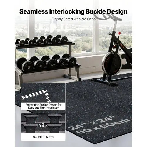 VEVOR 24 x Puzzlematte Bodenschutzmatte 610 x 610 x 10 mm, Hochdichte EVA-Schaumstoffmatte, Ineinandergreifende Fitnessmatte Gymnastikmatte Sportmatte, Trainingsmatte (Schwarz) mit Blauen Punkten – Bild 4