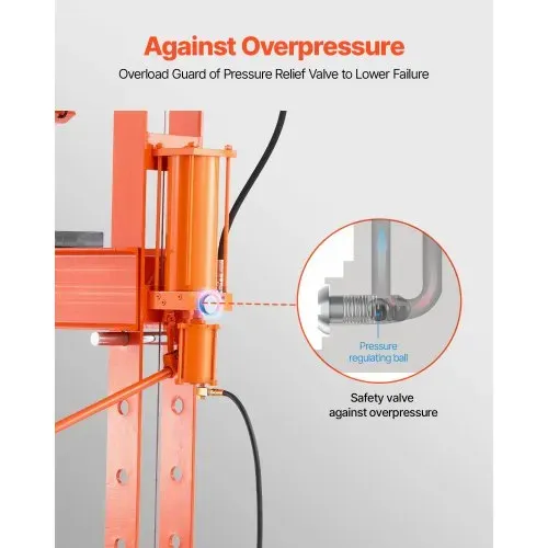 VEVOR hydraulische Werkstattpresse 20 t (H-Rahmen) mit Pressplatte, einstellbare Hydraulikpresse (Max. Zylinder 185 mm) mit Dreieckstütze, geeignet zum Biegen & Richten & Stanzen Orange – Bild 3