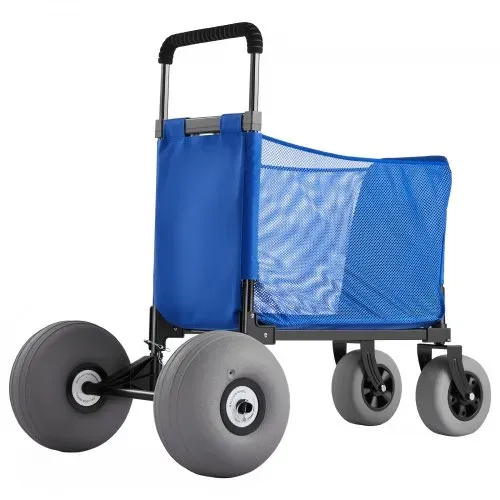 VEVOR Bollerwagen mit Ballonreifen (12 Zoll), Faltbarer Strandwagen mit 4-stufig Einstellbarem Schaumstoffgriff und Pumpe, Handwagen (75 kg Belastbar), Strandkarre Ideal für Camping, Angeln und Garten – Bild 8