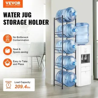 VEVOR Wasserkrughalter mit 5 Ebenen, 5-Gallonen-Wasserflaschenhalter, einreihiges Wasserflaschenregal für 5 Flaschen, robustes Wasserkrugregal für Küche, Büro, Wohnzimmer, schwarz VEVOR Wasserkrughalter mit 5 Ebenen, 5-Gallonen-Wasserflaschenhalter, einreihiges Wasserflaschenregal für 5 Flaschen, robustes Wasserkrugregal für Küche, Büro, Wohnzimmer, schwarz