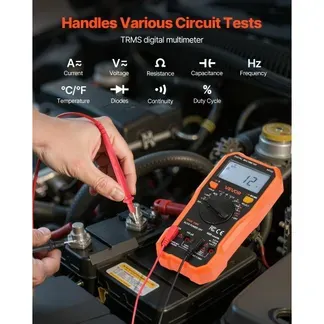 VEVOR Digitalmultimeter, 6000-Count TRMS DC/AC Voltmeter Stromtester, NCV-Multimeter für Strom, Spannung, Widerstand, Tastverhältnis, Temperatur, Dioden, Kontinuitätstest mit stromführendem Draht VEVOR Digitalmultimeter, 6000-Count TRMS DC/AC Voltmeter Stromtester, NCV-Multimeter für Strom, Spannung, Widerstand, Tastverhältnis, Temperatur, Dioden, Kontinuitätstest mit stromführendem Draht