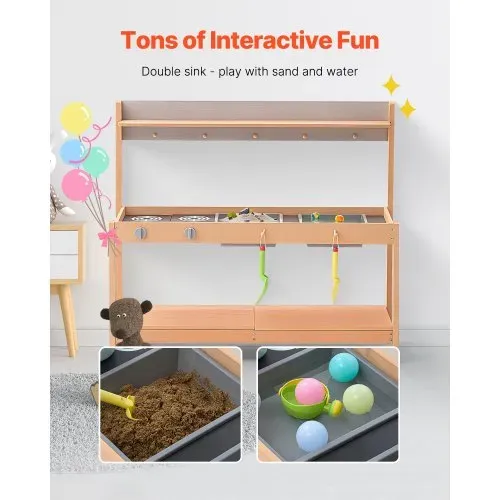 VEVOR Matschküche 1000x360x885 mm, Kinderküche, Holzspielzeug-Spielküchenset mit Zubehör, Outdoor-Spielset, Rollenspiel-Outdoor-Küche für Jungen und Mädchen, Kleinkinder-Spielküche mit Herd und Spüle – Bild 3