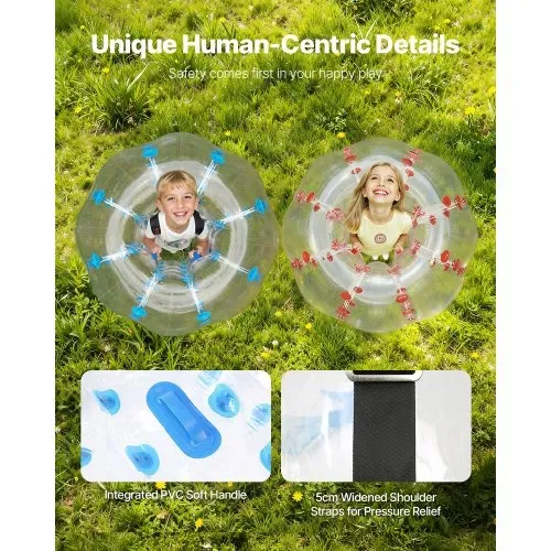 VEVOR Aufblasbarer Bump Ball Bumper Stoßball 2 Stk. 1,2 m x 1,03 m, Menschlicher Kollisionsball, PVC-Körperblasen-Bounce-Ball für Outdoor-Aktivitäten, Rote + Blaue Punkte Aufblasbar Bumper Ball – Bild 3