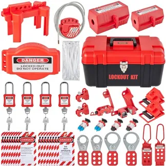 VEVOR 42-teiliges Lockout-Tagout-Kits, elektrisches Sicherheits-Loto-Kit, enthält Vorhängeschlösser, 5 Arten von Lockouts, Haspen, Anhänger und Kabelbinder, Box, Lockout-Sicherheitswerkzeuge für die Beseitigung elektrischer Risiken in Industrie und Maschinen VEVOR 42-teiliges Lockout-Tagout-Kits, elektrisches Sicherheits-Loto-Kit, enthält Vorhängeschlösser, 5 Arten von Lockouts, Haspen, Anhänger und Kabelbinder, Box, Lockout-Sicherheitswerkzeuge für die Beseitigung elektrischer Risiken in Industrie und Maschinen