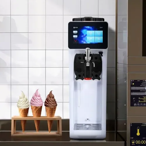 VEVOR Kommerzielle Eismaschine, 10 L/h Leistung, Softeismaschine Einzelne Geschmacksrichtung, Arbeitsplatte, 4 L Trichter, 1,6 L Zylinder, Touchscreen, Automatische Reinigung, Vorkühlung Snackbars – Bild 7
