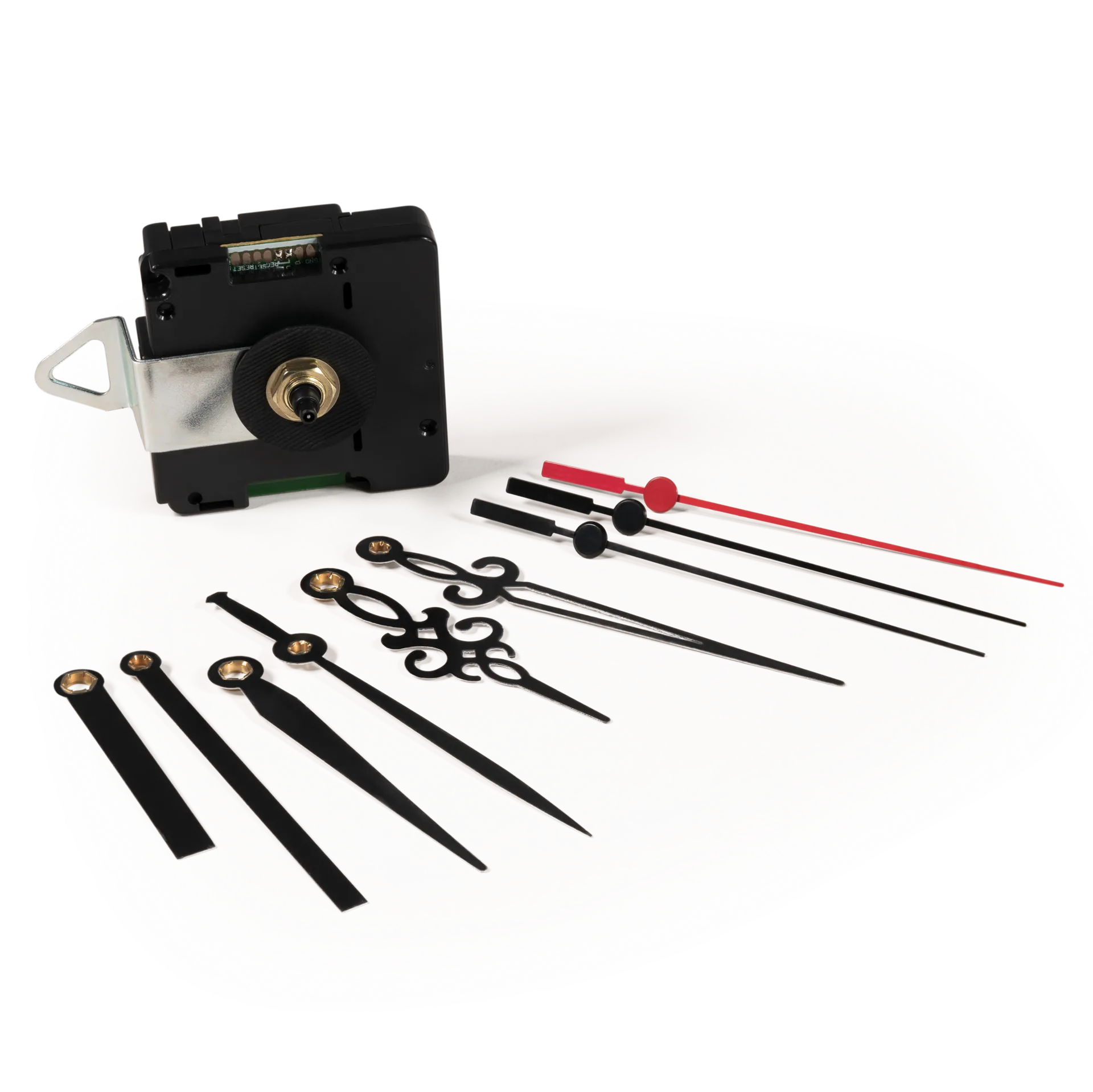 Funk-Quarzuhrwerk McPower “FQU-5005“ 3 verschiedene Metall-Zeigersätze, springend Funk-Quarzuhrwerk McPower “FQU-5005“ 3 verschiedene Metall-Zeigersätze, springend