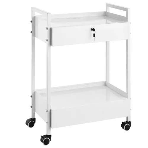 VEVOR Laborwagen, 2-stöckiger Allzweckwagen aus Edelstahl, Medizinwagen mit 2 Schubladen, Rollbarer Laborwagen, Weiß Servierwagen mit Lenkrollen für Labor, Krankenhaus, Zahnarztpraxis, Salon usw. VEVOR Laborwagen, 2-stöckiger Allzweckwagen aus Edelstahl, Medizinwagen mit 2 Schubladen, Rollbarer Laborwagen, Weiß Servierwagen mit Lenkrollen für Labor, Krankenhaus, Zahnarztpraxis, Salon usw.