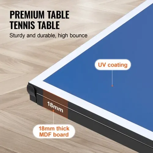 VEVOR Ping-Pong-Tisch, professionelles Tischtennisspiel, tragbarer MDF-Tischtennistisch für den Innenbereich, faltbarer Ping-Pong-Tisch mit Schnellklemmnetz und feststellbaren Rädern, einfacher Aufbau in 10 Minuten, 18 mm dicke Tischplatten – Bild 2