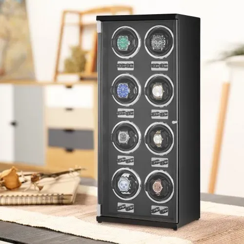 VEVOR Uhrenbeweger, Automatik-Uhrenbeweger, Watch Winder, Uhrenbeweger für Automatikuhren, Automatischer Uhrenbeweger mit Platz für 8 Uhren, LED Beleuchtung, 150–207 mm Einstellbar Riemenlänge – Bild 7