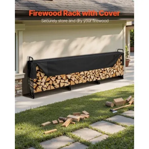 VEVOR Kaminholzregal Metall 386x36x117cm Brennholzregal Stahlrahmen Pulverbeschichtet Kaminholzunterstand 400kg mit Wasserdichter Abdeckung Stapelhilfe Holzunterstand für Veranda Garten Terrasse Hof VEVOR Kaminholzregal Metall 386x36x117cm Brennholzregal Stahlrahmen Pulverbeschichtet Kaminholzunterstand 400kg mit Wasserdichter Abdeckung Stapelhilfe Holzunterstand für Veranda Garten Terrasse Hof