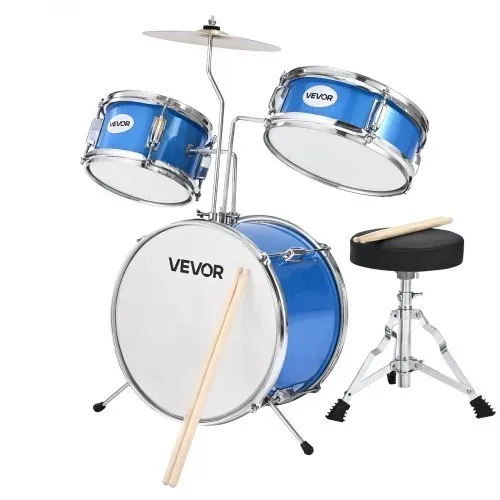 VEVOR Schlagzeugset, 3-teilig, Anfänger Drum Kit, inkl. 35,6 cm Basstrommel, 20,3 cm Tom-Tom, 25,4 cm Snare-Drum, verstellbare Drumsticks, Musik-Lernset, für Kinder von 6–13 Jahren, blau – Bild 8