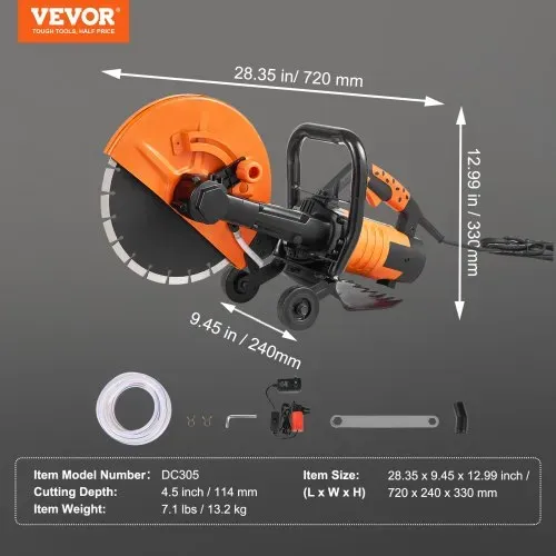 VEVOR 305mm Betonsäge Trennschneider Pflasterschneider Betonschneider 2800W – Bild 6