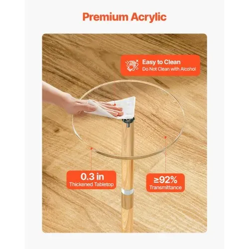 VEVOR Acryl Getränketisch, durchsichtiger Beistelltisch mit runder Platte & solidem Pfosten, moderner Acryltisch transparenter Esstisch für Kaffee Getränke Essen Snacks, 25,4 x 25,4 x 54 cm – Bild 4